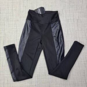 Ookie and Lala Women's Black Satin Layered Skinny Leggings Size‎ XS NWT